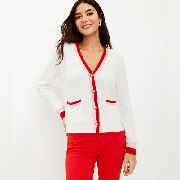 LOFT Puff Sleeve Cardigan - Picture 1 of 7